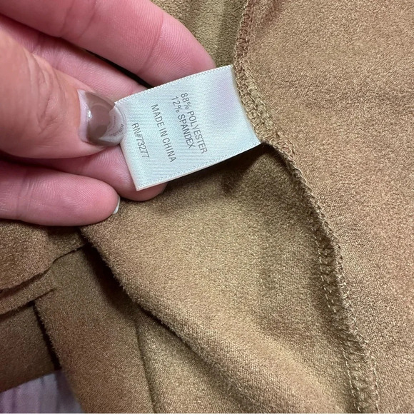 dana buchman faux suede draped open front cardigan sz large rich camel tan brown - Picture 7 of 9